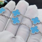 Van Cleef   Arpels Vintage Alhambra Bracelet Turquoise 5 Motifs 18k White Gold