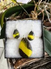 Yellow Black Glass Teardrop Jewelry Set Necklace Earrings Set Fashion Costume