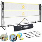 5 1-7 4ft Volleyball Badminton Rackets Net Set W  Adjustable Poles Ball Outdoor