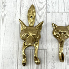 Vintage Solid Brass Fox Door Knocker And Wall Key Hook England