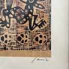 Vintage Jacob Heller Signed Woodcut Print Mexican Folk Art Mcm Framed
