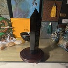 Black Crystal Healing Tower Wand With Chakra Symbols  10 5  Height  3  Base