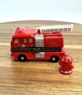 Porcelain Hinged Trinket Box Fire Truck And Hydrant