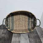 Vtg Wicker Ratan Basket W  Handles Rectangle 14   x10   x5    Farmhouse Cottage Decor