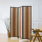 3 Panel Rattan Room Divider  Beige Orange Folding Privacy Screen 5 9 Ft Tall    