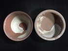 O1306 Vintage Japanese Ceramic Bowls Set Of 2 White Floral Inlay Pottery Ware