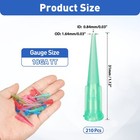 210pcs 18ga Plastic Tapered Pinhead  Tt Blunt Dispensing Needle  Green