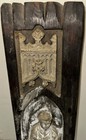 Antique Carved Oak Gothic Crusader Knight Saint Plaque Panel Figure Religious