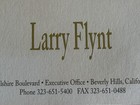 Authentic Larry Flynt Business Card Publisher Hustler Magazine Genuine
