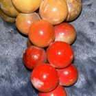 Italian Alabaster Stone Fruit Red Golden Grape Cluster Vtg Wood Stem