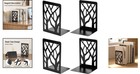 Tree Design Heavy Duty Black Metal Bookends Set Of 4  7in Height