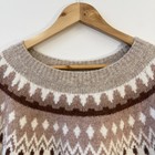 Monsoon Jumper Size Xl Uk 20-22 Fair Isle Beige Nordic Knit Wool Blend Sweater