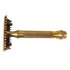 Antique Pocket Edition Gillette Safety Razor Gold With Floral Case 4 Blades