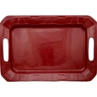 Longaberger Pottery Handled Platter Serving Tray Paprika Red Woven Traditions