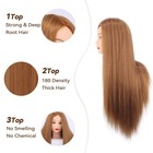 Human Hair Mannequin Head 26-28 For Cosmetology Practice With Clamp Tools