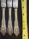 5 Wallace Rose Point  9    Sterling Silver Handle Stainless Blade Dinner Knives