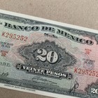 1959 Mexican 20 Pesos Banco De Mexico Currency Paper Money American Banknote Co 