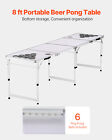 8 Ft Portable Beer Pong Tailgate Table Party Drinking Game Cup Holes Pong Balls