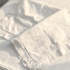 Vtg 100  Cotton 2 Embroidered Ruffled White Large King Pillow Shams Fits 36x20      
