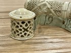 Antique 19th Century Carved Sewing Needle Case   Tape Measure
