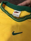 Vintage 1990s Nike Brazil Cbf Fleece Size Medium Pullover Taiwan Yellow Exc