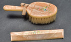 Vintage Baby Brush And Comb Set In Box - Hand Painted Floral Celluloid