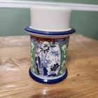 Vintage Cccc Japan Cobalt Blue Ceramic Hand Painted Candle Stick Holder