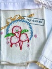 Lot 9 Vtg Linen Hand Embroidered Floral Towels Kitchen Guest Hand Towels Unused