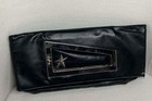 Thierry Mugler Black Fold Over Magnetic Clutch  Handbag Silver Metallic Handle