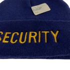 Knit Hat Watchman Style Acrylic Navy With Gold Security Embroidered