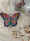 Butterfly Bath Set -- Sheer Shower Curtain - 11  Hooks - Tumbler - Tbh - Plaque