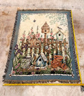 Vintage Birdhouse Garden Woven Throw Blanket Tapestry Afghan 53x69 Cotton Usa