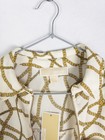 Nwt Michael Kors Shirt Womens S Half Zip Bone Gold Chain All Over Print