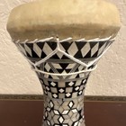 Ceramic Darbuka Doumbek Goblet Hand Drum  Black   White Mosaic Arabic Turkish