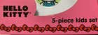 New Hello Kitty 5pc Girls  Multicolor Melamine Dinnerware Set