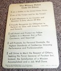 Original 1975 Us Army The Military Police Code Of Ethics Card Rules Card