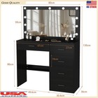 Dressing Table Makeup Desk Vanity Set With Hollywood Led Lights Mirror   Drawers