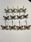 Set Of 12 Butterfly Shower Curtain Hooks Rings Bathroom Hardware Metal Colorful