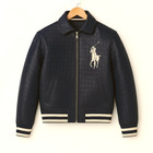Polo Varsity Bomber Jacket  Genuine Cowhide Leather  Navy Blue   Rl