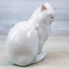 Vintage Herend White Porcelain Kitty Cat 4 75  Figurine Hungary Hand Painted