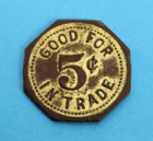 Edgar Mont  Montana Saloon Bar 5c Octagon Trade Token Antique - Rare Town Nice 