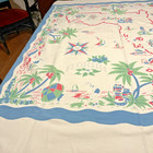 Vintage Florida Map Tablecloth 46 X 52 With Gulf Of Mexico  Pre-disneyworld