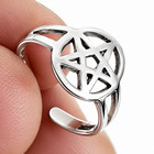 Pentacle Toe Ring Midi Pentagram Real 925 Sterling Silver Adjustable Jewellery
