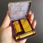 1920s Gillette New Improved Tuckaway Gold Safety Razor Case Blade Bank Art Deco