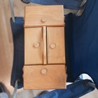 Vintage Wooden Accordion Style Sewing Box On Legs   Handle Three Tier As Is Read