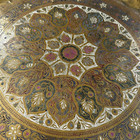 Vtg Brass Repousse Pakistani Moroccan Style Round Large Tray Table Top 23 3 4 