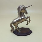 Vintage Solid Brass Rearing Unicorn Statue Figurine Sculpture 5  Tall