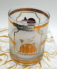 Vtg Mcm California 22k Gold  Rocks Glass dbl Old Fashion Culver Barware 4 1 8 
