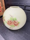 Vintage Antique  Frosted Glass Gwtw Globe Shade Hand Painted Floral Design