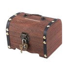 Vintage Treasure Chest Box With Lock Wooden Piggy Bank Money Saving Storage